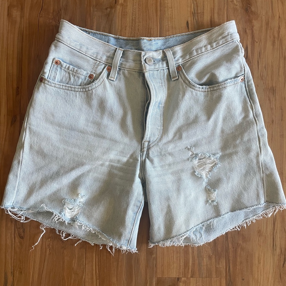 Levi’s Light Blue Distressed Denim Shorts